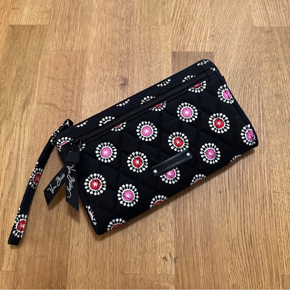 Vera Bradley Handbags - Vera Bradley Black Quilted Floral Zip Wallet